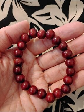 New Wooden Buddhist Red Stretch Bracelet